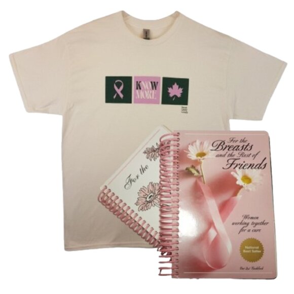 Breast Cancer Canada Tee Shirt Large US L Breast of Friends Cookbooks Vol 1 & 2 - Picture 1 of 16
